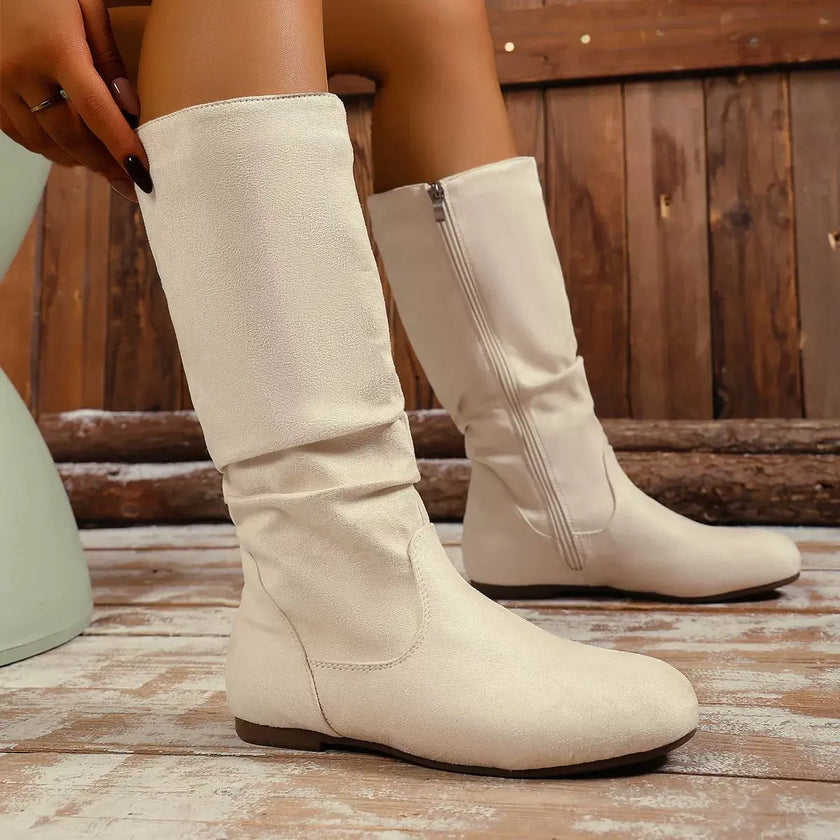 Round Toe Side Zip Boots  Style Ratio