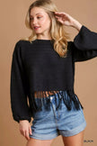 Umgee Crochet Knit Sweater Crop Top with Frey Hem  Style Ratio
