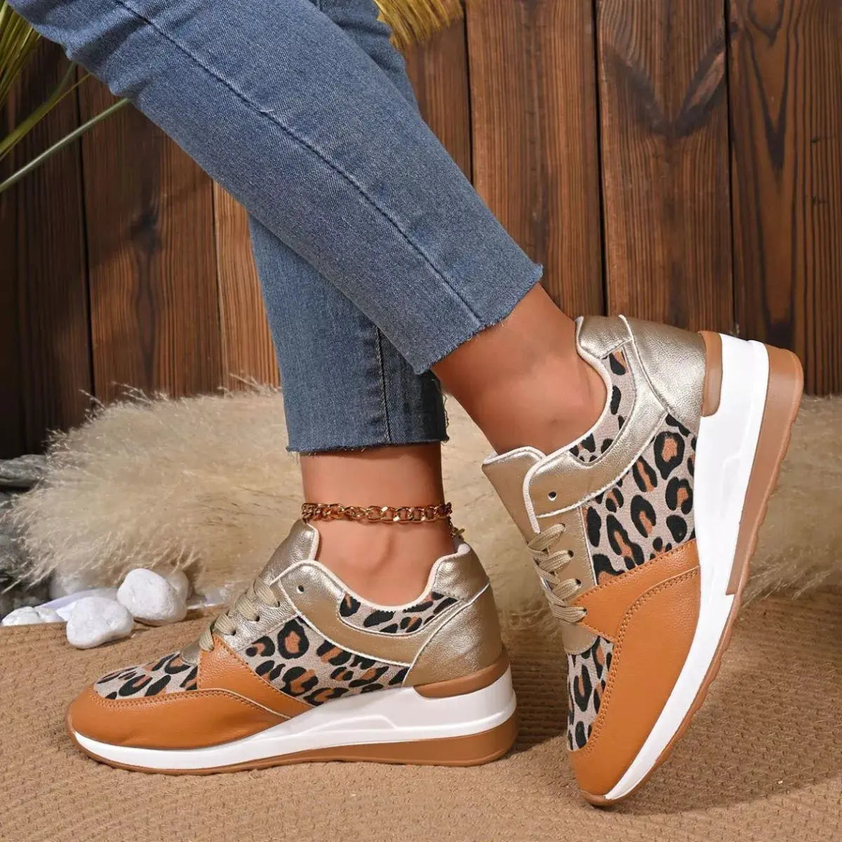Leopard Lace Up Sneakers  Style Ratio
