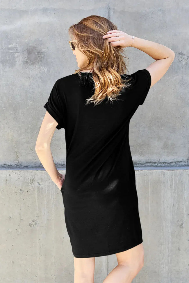 Basic Bae Bamboo Full Size Round Neck Short Sleeve Dress with Pockets  Style Ratio