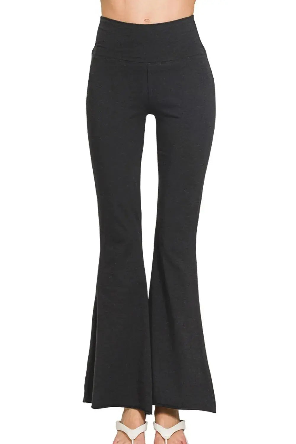 Zenana Raw Edge Hem Flare Yoga Pants  Style Ratio