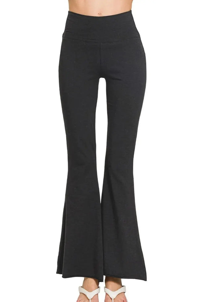 Zenana Raw Edge Hem Flare Yoga Pants  Style Ratio