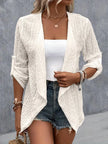 Eyelet Roll-Tab Sleeve Cardigan  Style Ratio