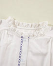 Frill Floral Embroidered Sleeve Blouse  Style Ratio