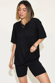 Basic Bae Full Size V-Neck Drop Shoulder Shirt and Shorts Loungewear  Style Ratio