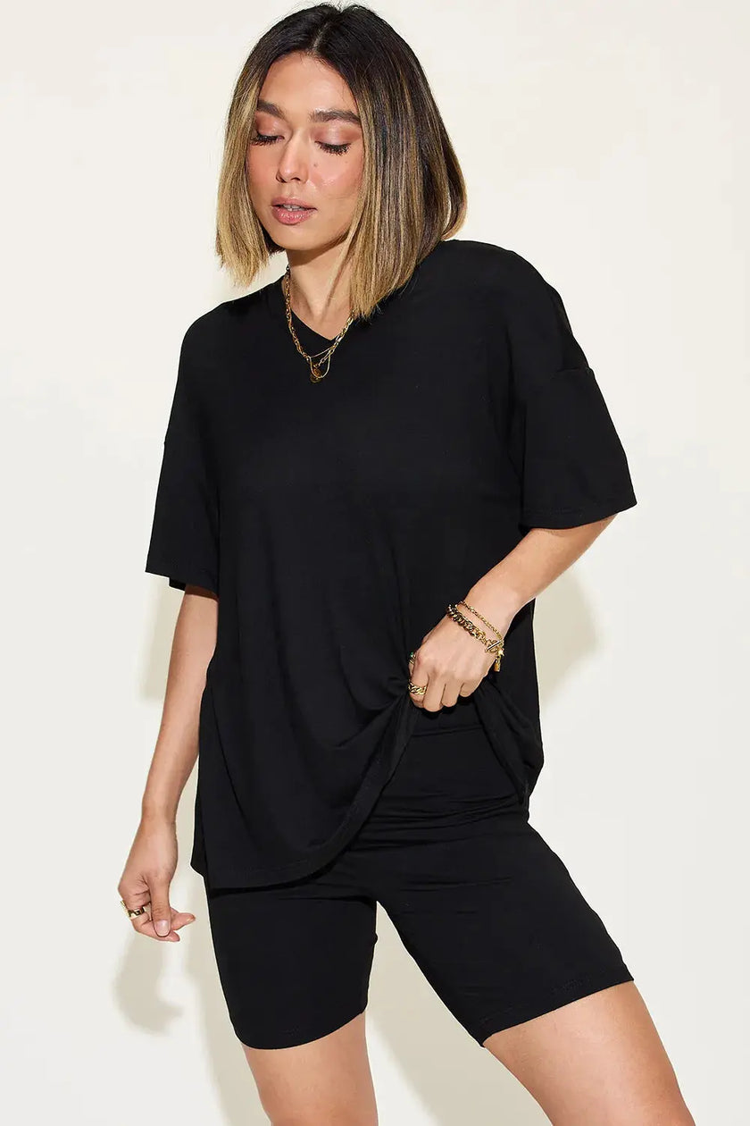 Basic Bae Full Size V-Neck Drop Shoulder Shirt and Shorts Loungewear  Style Ratio
