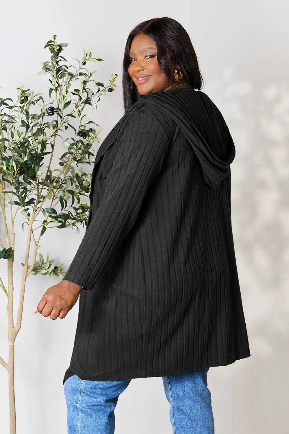 Basic Bae Full Size Hooded Sweater Cardigan  Style Ratio