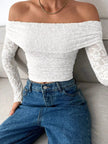 Lace Off-Shoulder Long Sleeve Top  Style Ratio