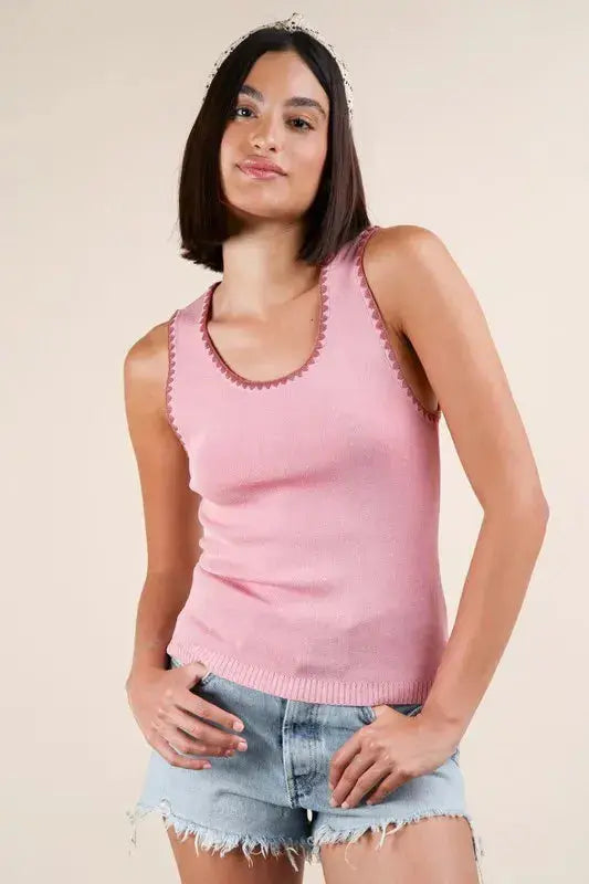Very J Blanket Style Sleeveless Knit Tank  Style Ratio