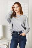 Double Take Seam Detail Round Neck Long Sleeve Top  Style Ratio
