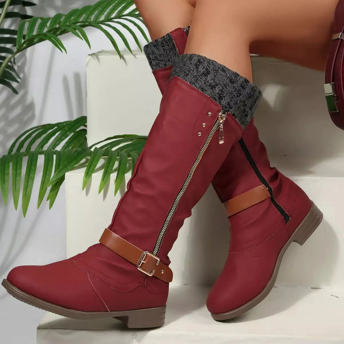 Round Toe Block Heels Boots  Style Ratio