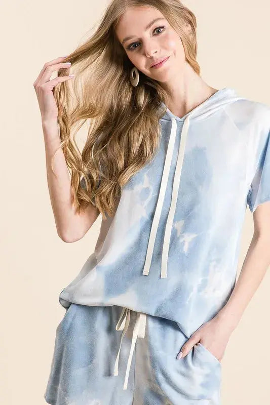 BiBi Tie Dye French Terry Hoodie Top and Shorts Set  Style Ratio
