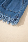 Raw Hem Drawstring High Waist Denim Shorts with Pockets  Style Ratio