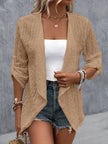 Eyelet Roll-Tab Sleeve Cardigan  Style Ratio