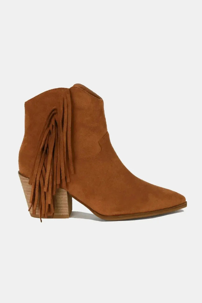 Beast Fashion Suede Fringe Point Toe Ankle Boots  Style Ratio