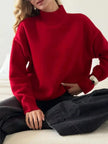 Mock Neck Dropped Shoulder Sweater  Style Ratio