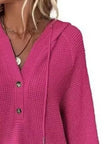 Full Size Button Detail Waffle Knit Hoodie  Style Ratio
