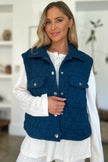 Double Take Full Size Pocketed Texture Snap Down Vest Coat  Style Ratio