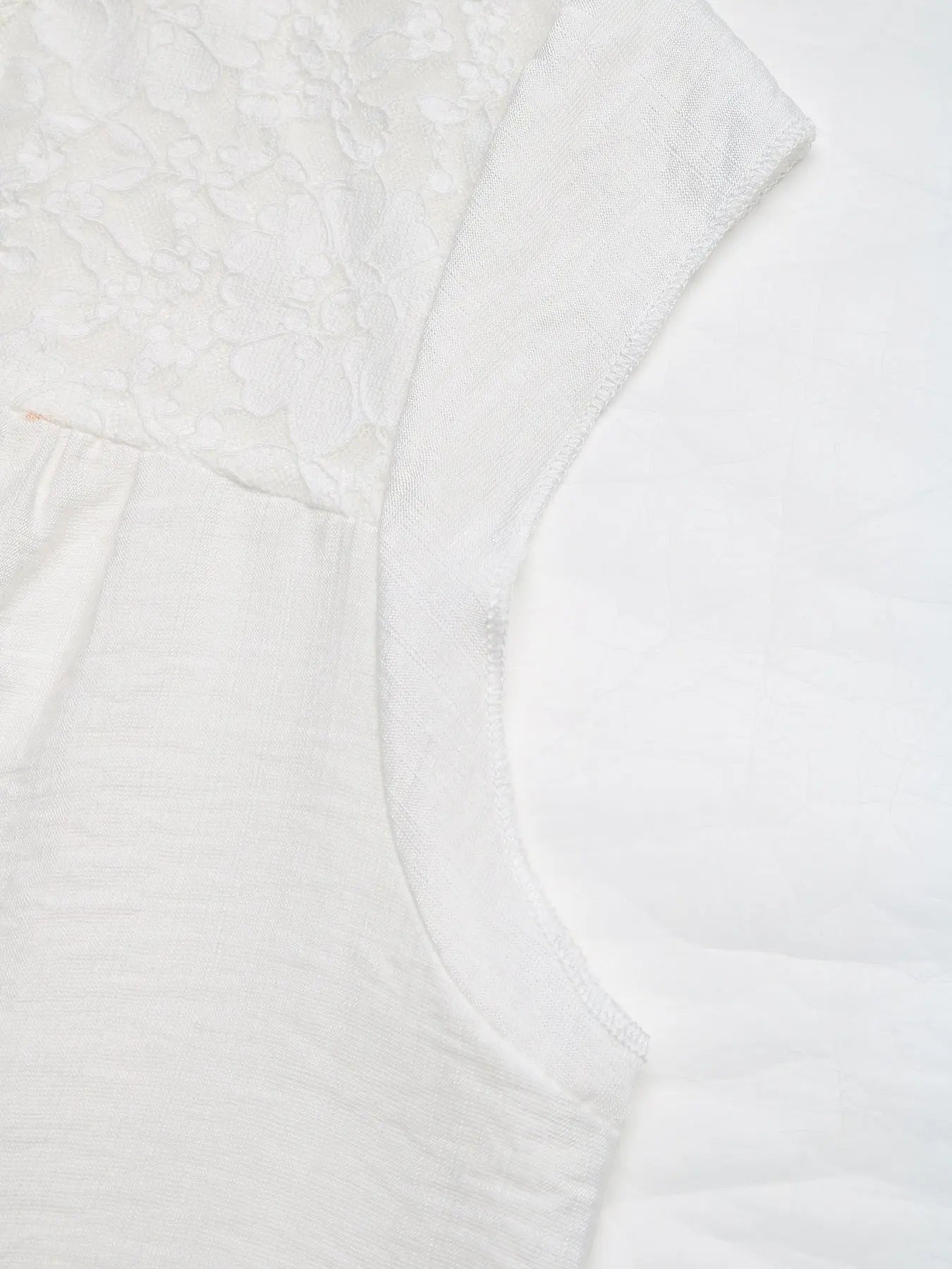 Lace Trim Notched Blouse  Style Ratio