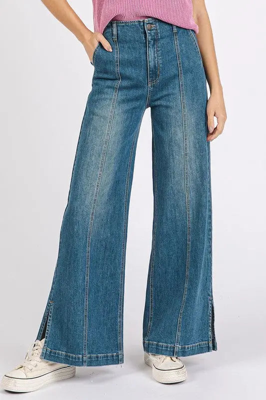 Mittoshop Wide Leg Denim Jeans  Style Ratio