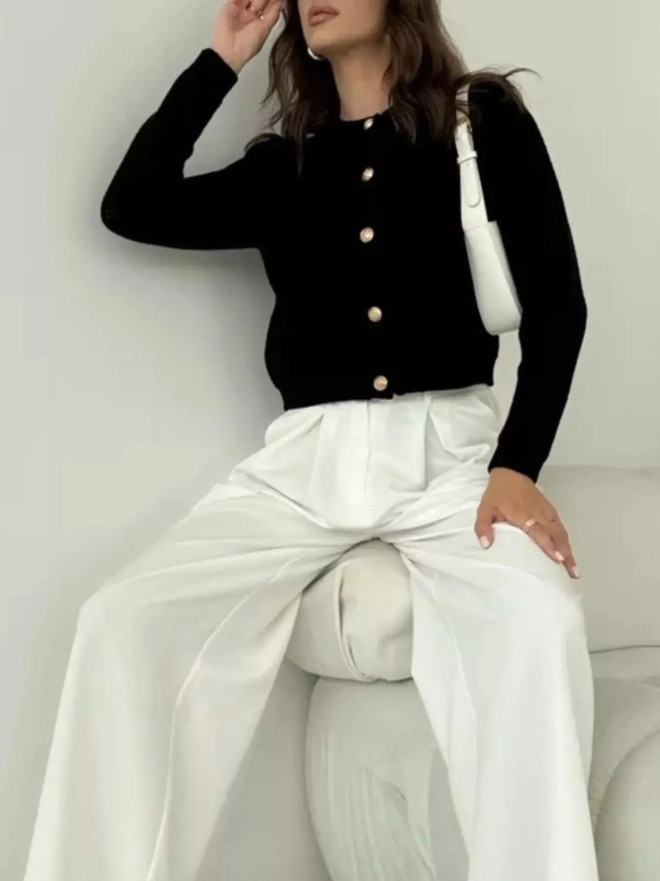 Button Up Texture Knit Cardigan  Style Ratio