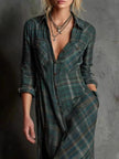Full Size Plaid Button-Down Maxi Dress  Style Ratio