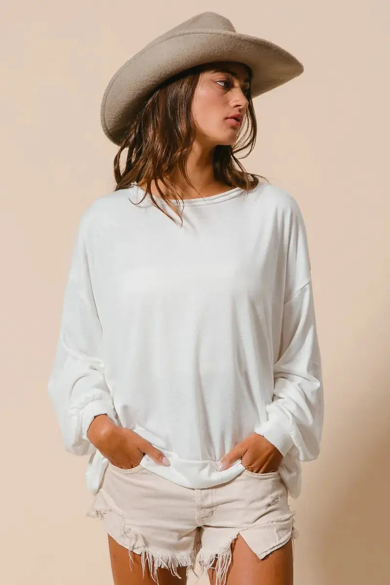 BiBi Loop Terry Pull Over With Cut Edge Band  Style Ratio