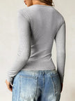 Ribbed Knit Long Sleeve Fitted Shirt  Style Ratio