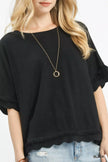 Umgee Linen Frayed Hem Scallop Edge Top  Style Ratio