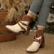 Point Toe Buckle Strap Ankle Boots with Block Heels  Style Ratio