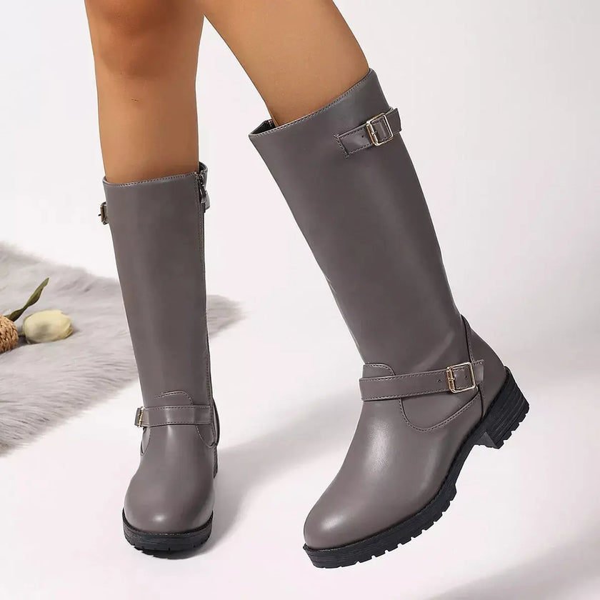 Round Toe Block Heels Boots  Style Ratio