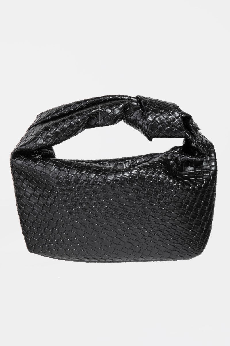 Weave Pattern Knotted Handle Handbag