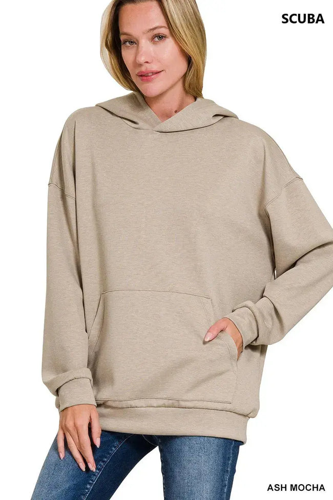 Zenana Oversized Scuba Hoodie with Kangaroo Pocket  Style Ratio