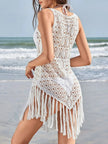 Crochet Fringe Sleeveless Cover-Up  Style Ratio