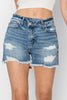 RISEN Stepped Waist Frayed Denim Shorts  Style Ratio
