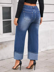 Plus Size High Waist Cuffed Wide Leg Jeans  Style Ratio