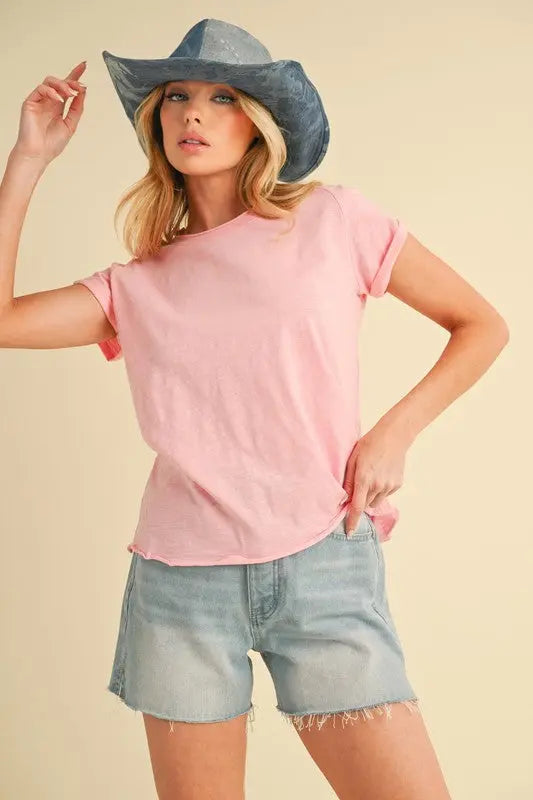 Aemi + Co Lettuce Edge Round Neck Short Sleeve Shirt  Style Ratio