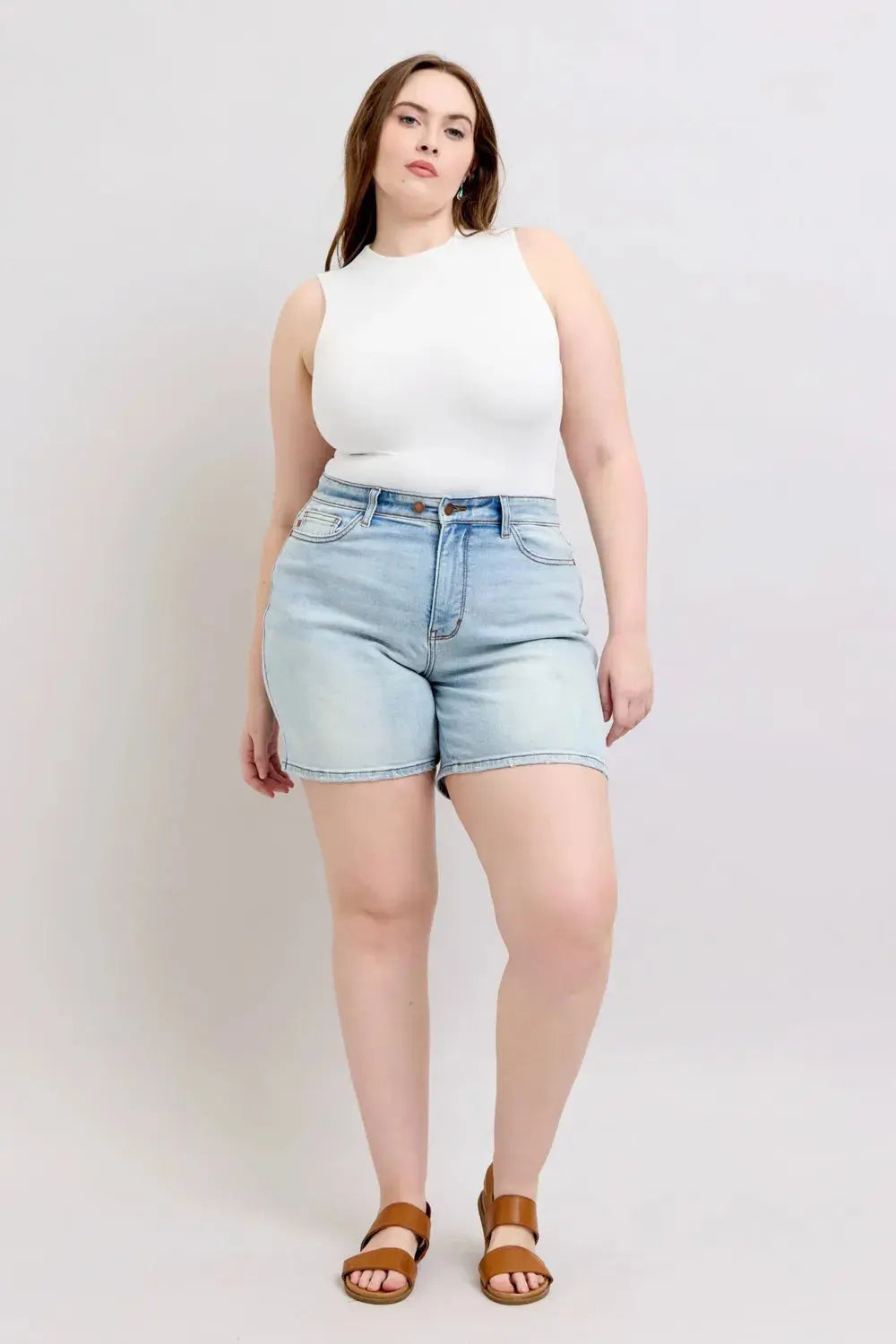 Judy Blue 2 Button Denim Shorts with Pockets  Style Ratio