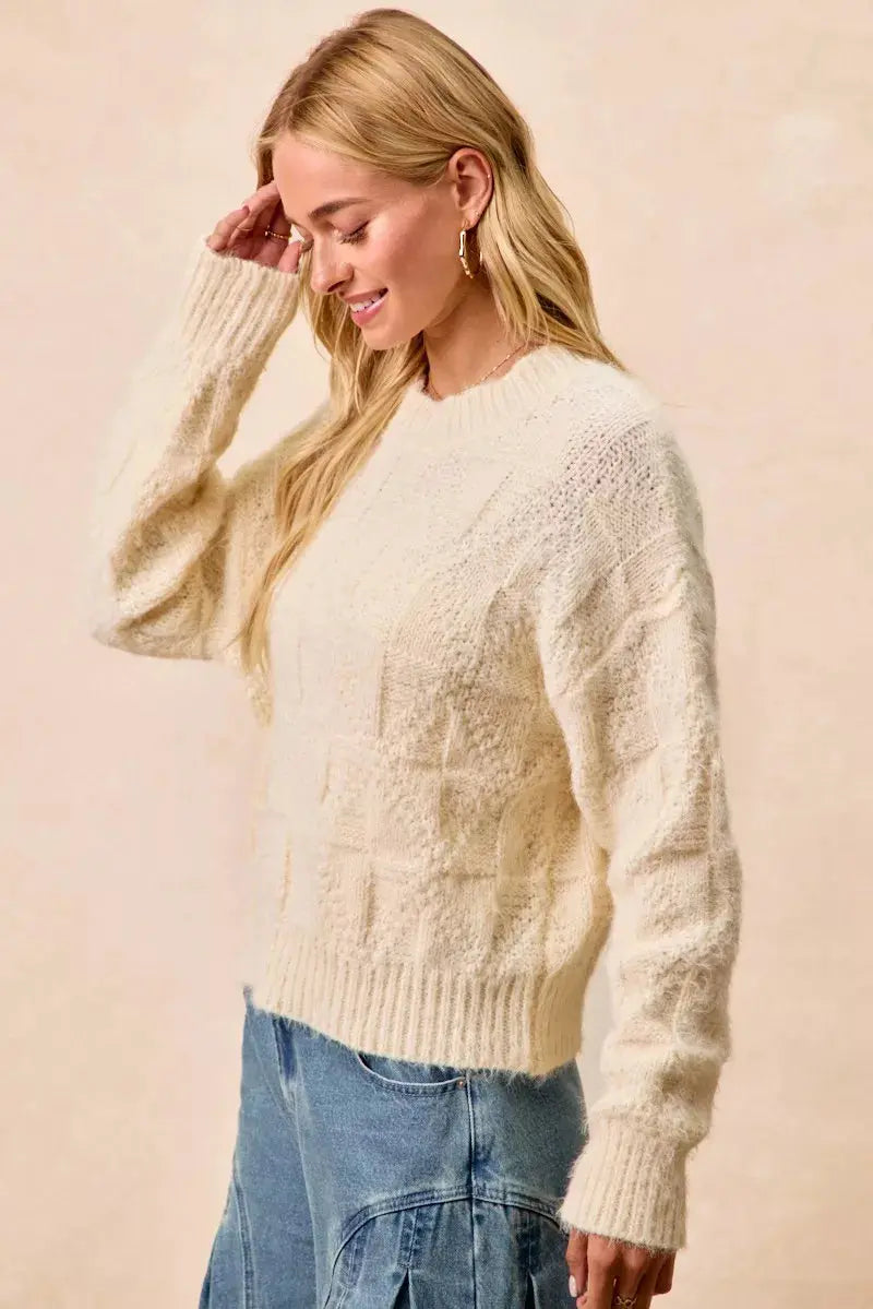 BiBi Checker Board Drop Shoulder Sweater  Style Ratio