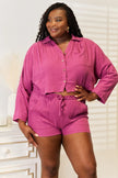 Basic Bae Buttoned Long Sleeve Top and Shorts Set  Style Ratio