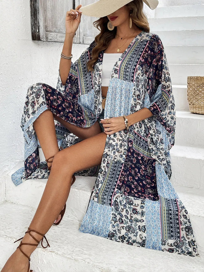 Printed Open Front Cardigan  Style Ratio