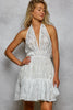POL Halter Lace Patch Ruffle Mini Dress with Adjustable Tie on Back  Style Ratio