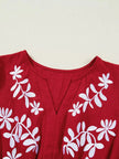 Contrast Embroidered Detail Cinched Waist Tiered Long Sleeve Maxi Dress  Style Ratio
