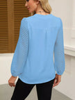 Notched Balloon Sleeve Blouse  Style Ratio