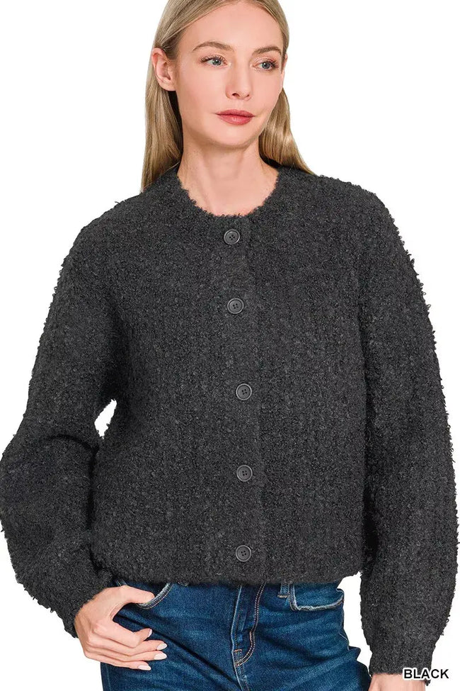 Zenana Button Down Wool Cardigan  Style Ratio