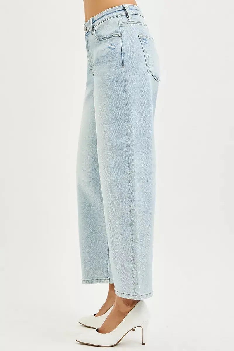 RISEN High Rise Crop Barrel Jeans  Style Ratio