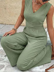 V-Neck Sleeveless Wide Leg Jumpsuit  Style Ratio