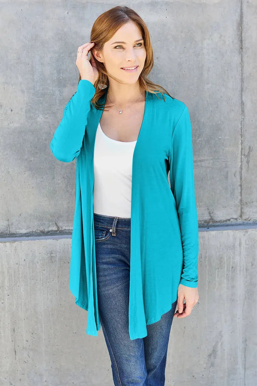 Basic Bae Full Size Open Front Long Sleeve Cardigan  Style Ratio