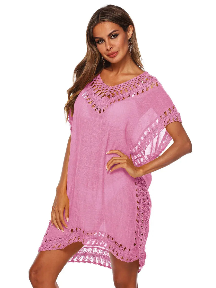 Bohemian Crochet Trim Beach Cover Up  Style Ratio