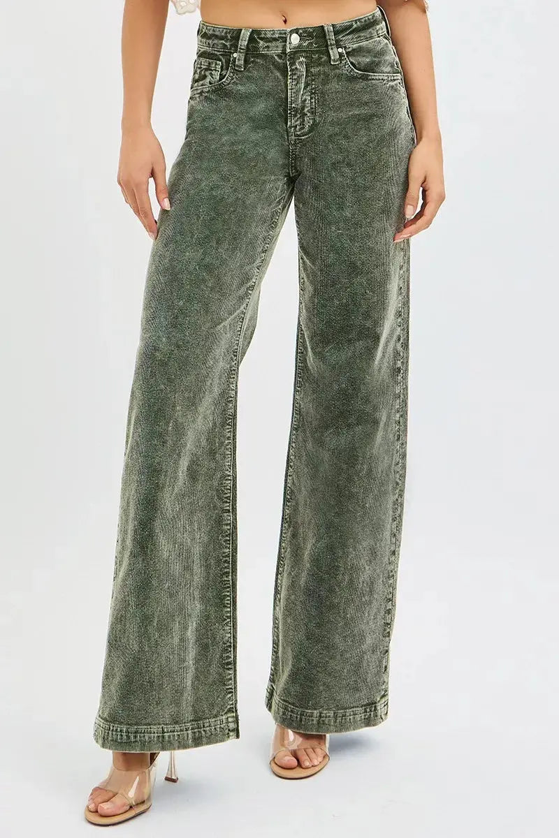 RISEN Full Size High Rise Wide Leg Corduroy Jeans  Style Ratio